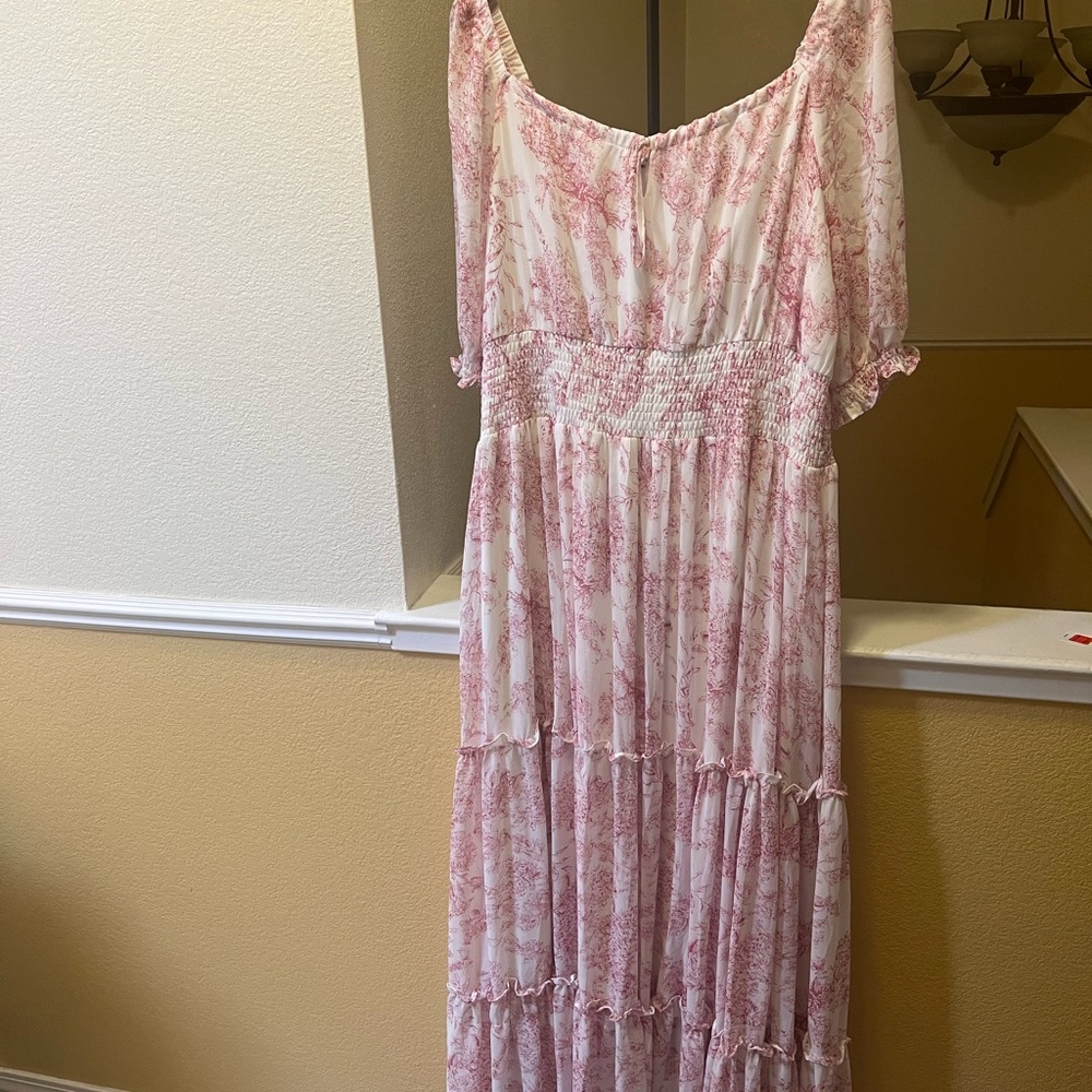 Elegant Pink Floral Women's Dress